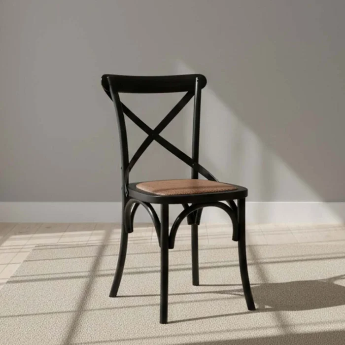 Silla De Comedor Madera Negro Cruceta en Negro - Sillas, Uruguay | Divino