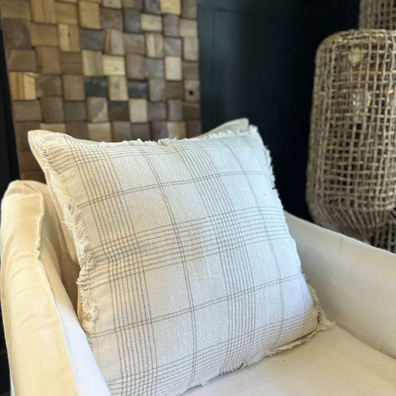 ALMOHADON LINO NATURAL en Blanco - Textiles, Uruguay | Masinfinito Casa