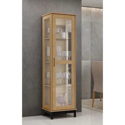Vitrina Estantería 1 Puerta Línea Madrid en Madera natural - Aparadores y recibidores, Uruguay | Satec
