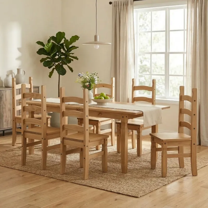 Juego de comedor Extensible 6 Sillas Mad Maciza 160 a 200 cm - Blanco en Blanco - Mesas de comedor, Uruguay | Rústico Hogar