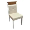 Silla tapizada en tela beige, patas en color blanco - PRODUCTO CON PEQUEÑOS DETALLES. en Madera natural - Sillas, Uruguay | Champagne Home, vista 3 de 5