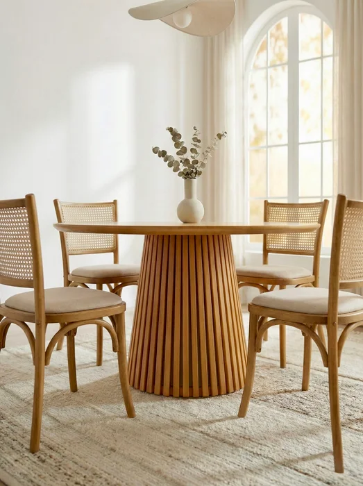 Mesa comedor Miami Redonda 120 CM DIAMETRO en Madera natural - Muebles, Uruguay | Indrana