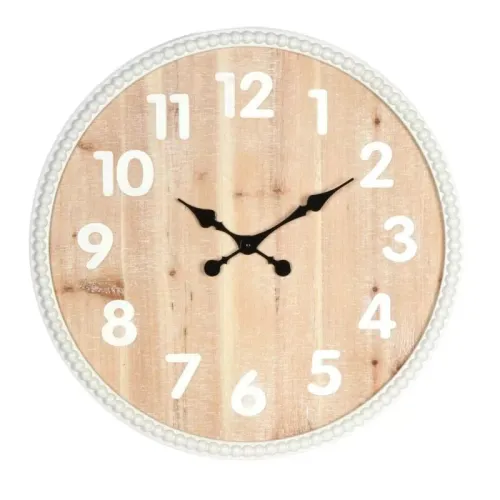 Reloj de pared bordes blancos en Madera natural - Decoración, Uruguay | Concetto Casa