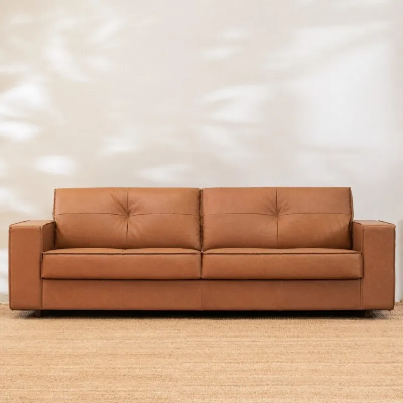 Sillón Cuero Avan 3 Cuerpos Amendoa en Marrón - Sillones y sofás, Uruguay | Aihaus