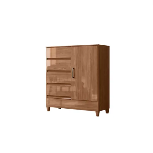 Comoda 1 puerta 4 cajones - Terminación Jequitibá - Linea FIT en Marrón - Roperos y placares, Uruguay | Rústico Hogar