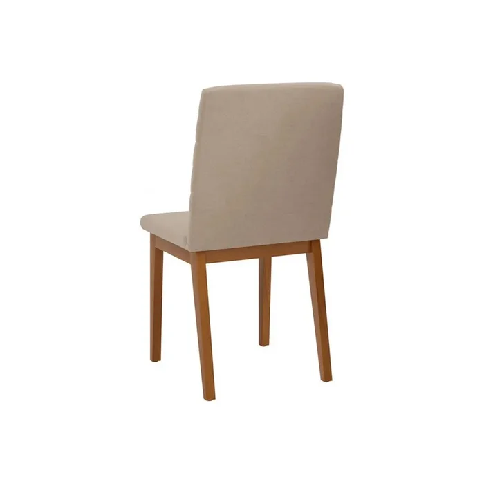 Silla De Comedor Moderna Tapizada Tela Patas Madera en Beige - Comedor, Uruguay | Soy Hogar, vista 2