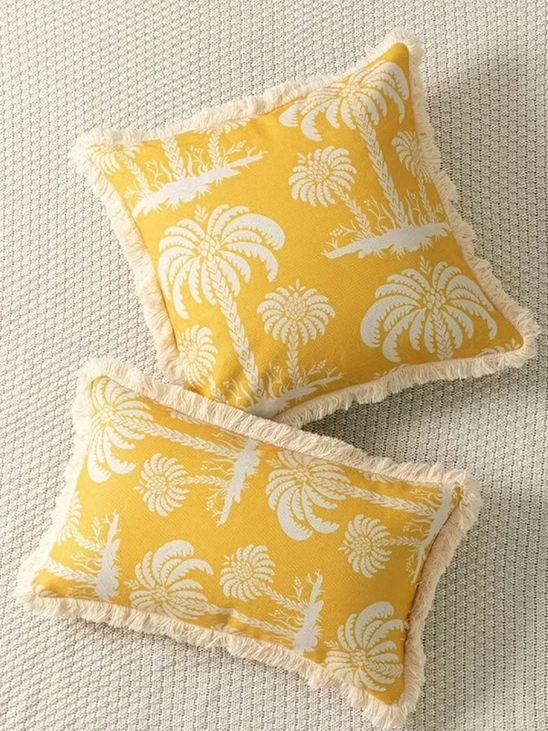 Almohadón Tropical Flecos en Amarillo - Textiles, Uruguay | Cabana, vista 3