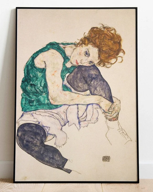 Egon Schiele - Seated Woman with Bent Knees en Multicolor - Láminas, Uruguay | La Cuadrería, vista 3