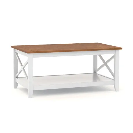 Mesa de Living Open - Blanco/Roble en Multicolor - Mesas de living, Uruguay | La Cueva Muebles