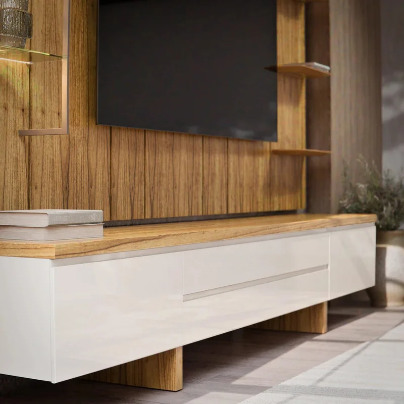 Rack de TV SUD 2.2 - Linea Nevada - Off White / Cinamomo - Muebles para TV, Uruguay | Ecowood, vista 4