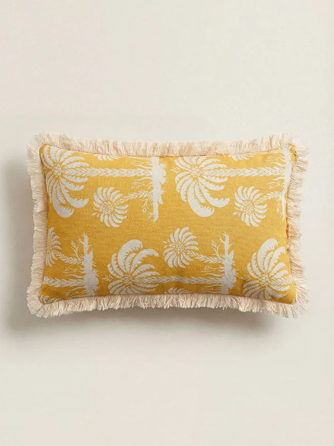 Almohadón Tropical Flecos Rectangular en Amarillo - Textiles, Uruguay | Cabana, vista 2