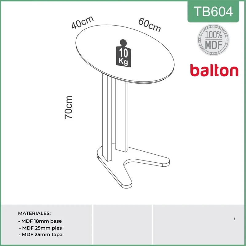 Mesa Auxiliar Roberta Para Sofá 60cm 100% MDF en Blanco - Mesas de living, Uruguay | Balton, vista 4
