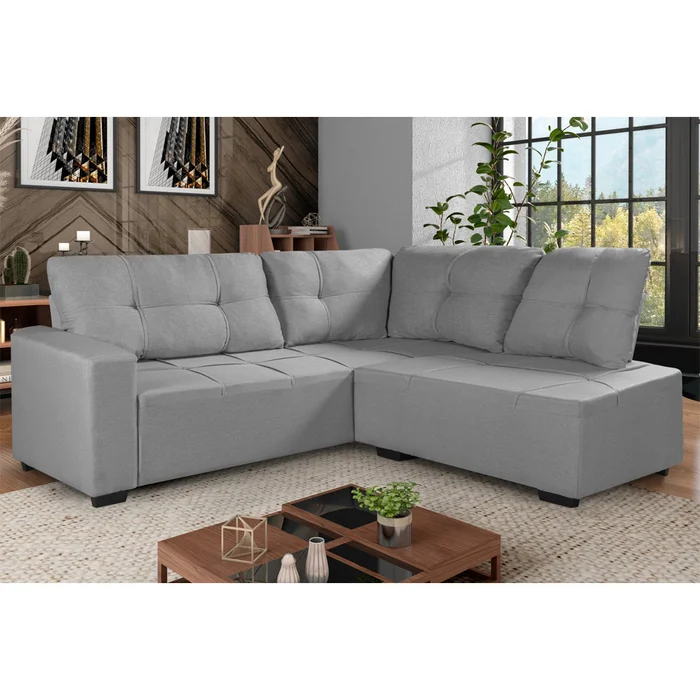 Sillon Sofa Esquinero Living 5 Cuerpos Tapizado Tela en Gris - Sillones y sofás, Uruguay | Soy Hogar, vista 2