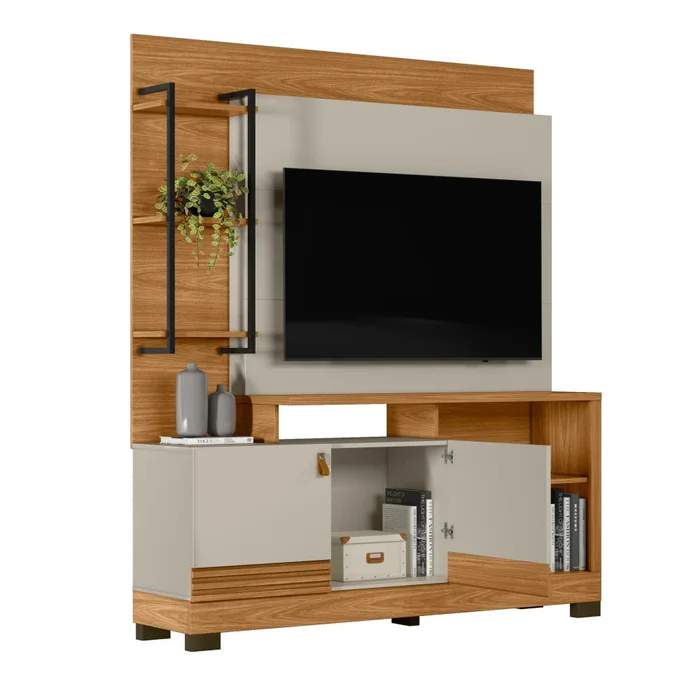 Modular para Tv Alagoas Nature/Blanco - Línea Haus en Madera natural - Muebles para TV, Uruguay | Ecowood, vista 3
