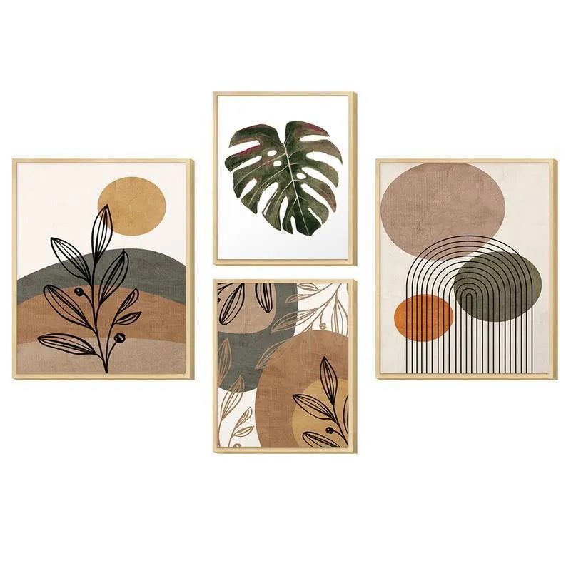 Kit 4 Cuadros - Abstracto Hojas - 30 x 40 / 20 x 30 - Decoración de pared, Uruguay | Berna home