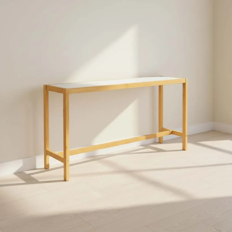 Consola Mdf-y-madera Blanco Québec Bco/nat en Madera natural - Mesas de living, Uruguay | Divino
