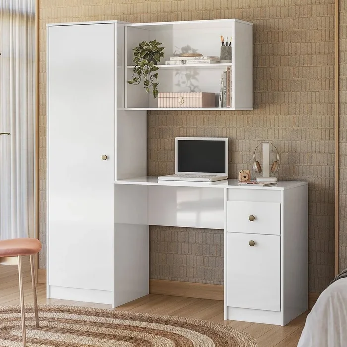 Escritorio Mesa De Estudio Pc Con Estantes Moderno en Blanco - Escritorios, Uruguay | Soy Hogar, vista 2