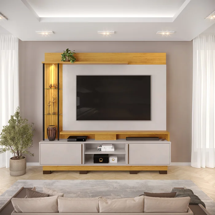 Rack Tv Modular Con Espejo Living Hasta Led 55 en Madera natural - Muebles para TV, Uruguay | Soy Hogar, vista 3
