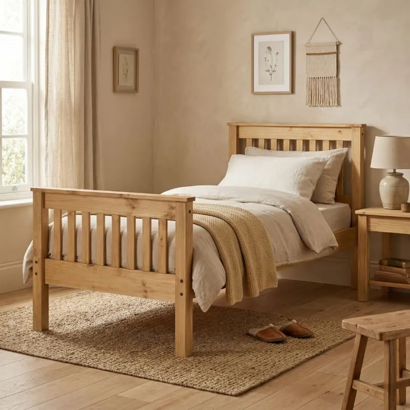 Cama 1 Plaza - Madera maciza - Linea Mexicana en Madera natural - Dormitorio, Uruguay | Rústico Hogar