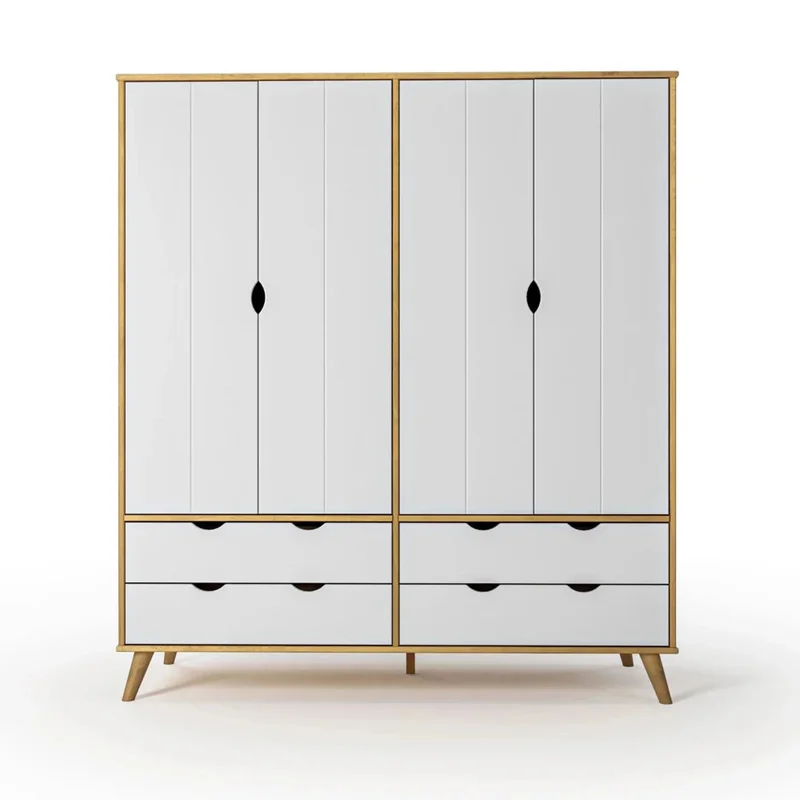 Ropero 4 Puertas - 4 Cajones - Línea Berlin - Blanco en Blanco - Roperos y placares, Uruguay | Ecowood, vista 4