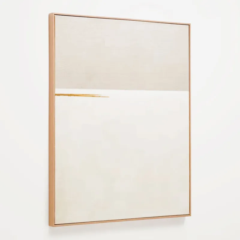 Cuadro abstracto Salin con raya horizontal de lino 80 x 100 cm en Beige - Decoración de pared, Uruguay | Kavehome