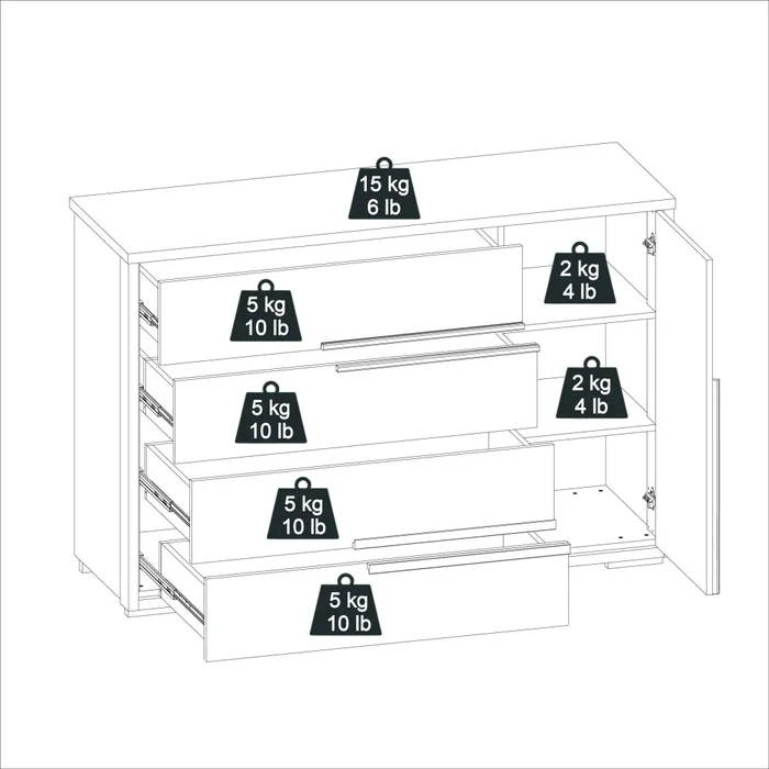 Cómoda Zapatera Nordik - 4 cajones 1 puerta - Marrón en Madera natural - Cómodas, Uruguay | Ecowood, vista 4