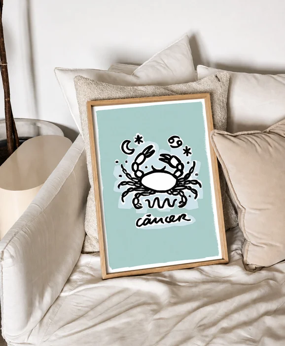 Cáncer - Cuadro Signo del Zodíaco en Celeste - Láminas, Uruguay | Kiosko de Mar, vista 2
