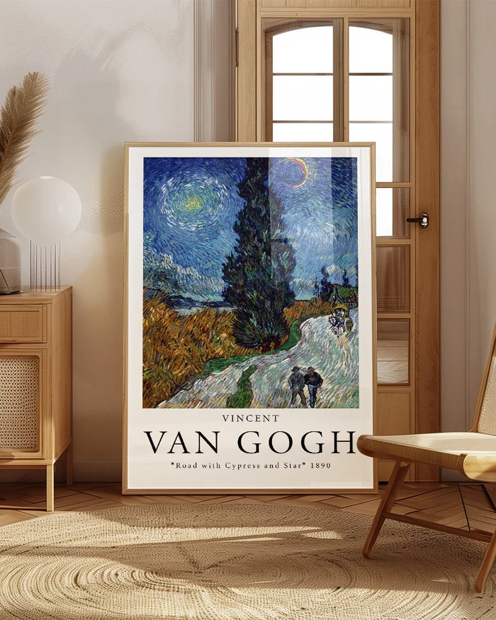 Vincent Van Gogh - Road with cypress and star en Multicolor - Láminas, Uruguay | La Cuadrería, vista 2