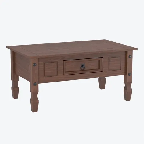 Mesa Ratona Linea Mexicana 1 Cajon Living Madera Maciza E1517 - Mesas de living, Uruguay | Lais Muebles