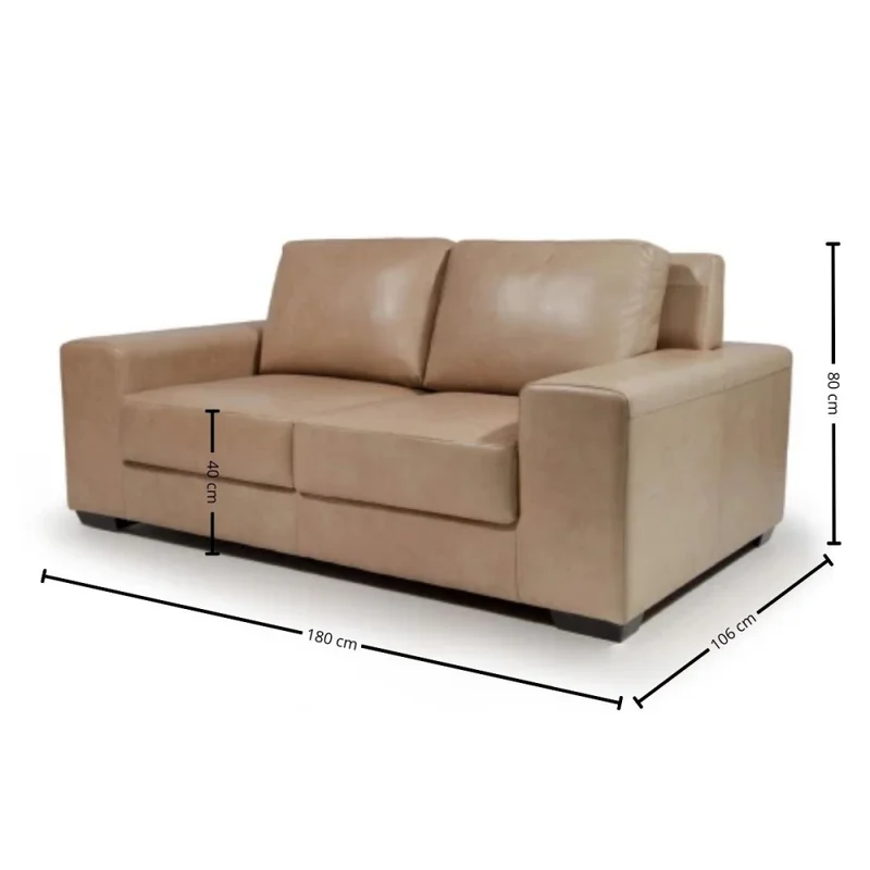 Sofá Boston - Cuero Natural - 2 cuerpos - A fabricar en Beige - Sillones y sofás, Uruguay | NYR, vista 3