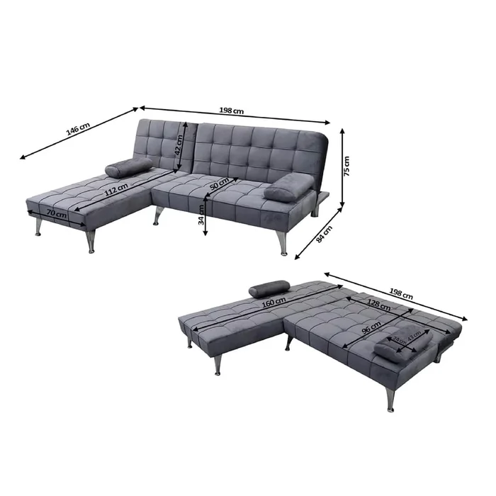 Sofá Cama con Chaise Long Gris - Sillones y sofás, Uruguay | Lais Muebles, vista 3