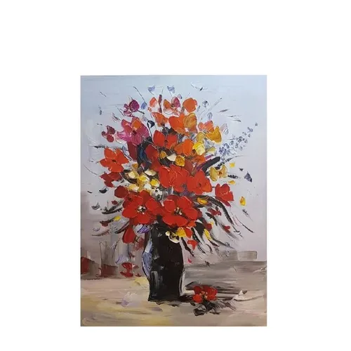 Oleo Decorativo Flores Rojas en Rojo - Decoración de pared, Uruguay | Finkel