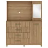 Comoda Cajonera Rack TV de 4 cajones 1 puerta 1 Botiquín con Espejo y Estantes para Dormitorio o Living - FE - Miel en Madera natural - Cómodas, Uruguay | Mulata, vista 5 de 5