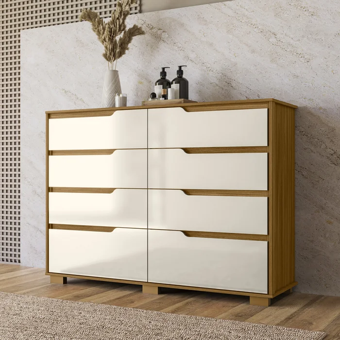 Comoda Cajonera 8 Cajones Combinada Con Patas Dormitorio en Beige - Cómodas, Uruguay | Soy Hogar, vista 3