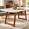 MESA COMEDOR - PATAS MADERA - TAPA LACA OFF WHITE C/VIDRIO en Off-white - Mesas de comedor, Uruguay | Champagne Home, vista 1 de 5