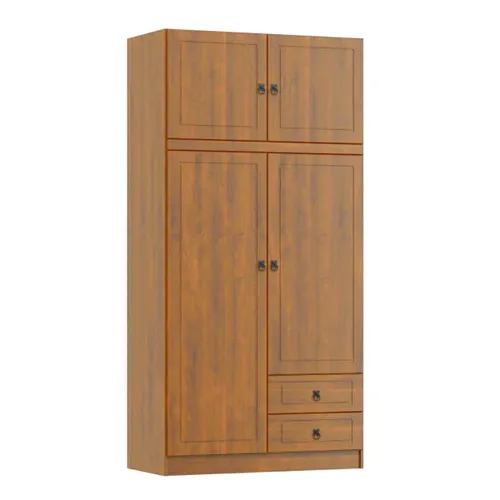Ropero 4 puertas 2 cajones Linea Naturale en Madera natural - Roperos y placares, Uruguay | La Cueva Muebles