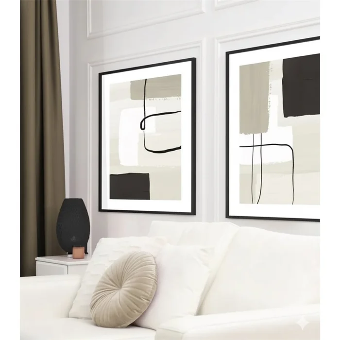 CUADRO CANVAS 30x40 MARCO ABSTRACTO BEIGE NEGRO 1 en Multicolor - Decoración de pared, Uruguay | Decohogar, vista 2