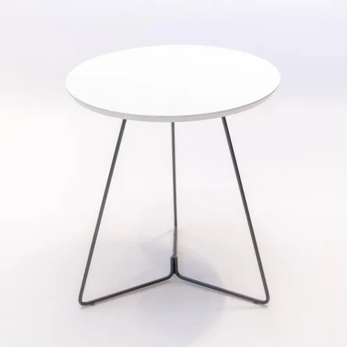 MESA LATRAL REDONDA - BASE LACA GRAFITO - TAPA ROBLE BLANCO en Multicolor - Mesas de living, Uruguay | Champagne Home