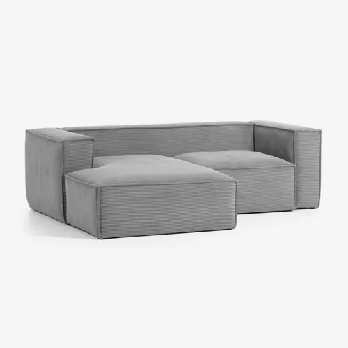 Sofá Blok 2 plazas chaise longue izquierdo pana gris 240 cm en Gris - Sillones y sofás, Uruguay | Kavehome