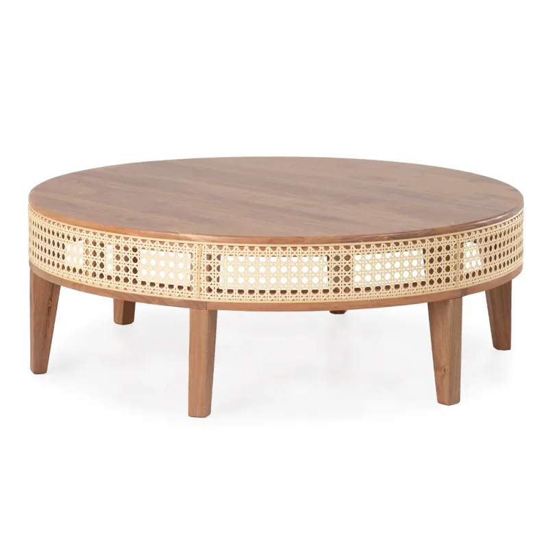 Mesa de Centro Tamborium - Baja - Madera Natural en Beige - Mesas de living, Uruguay | NYR