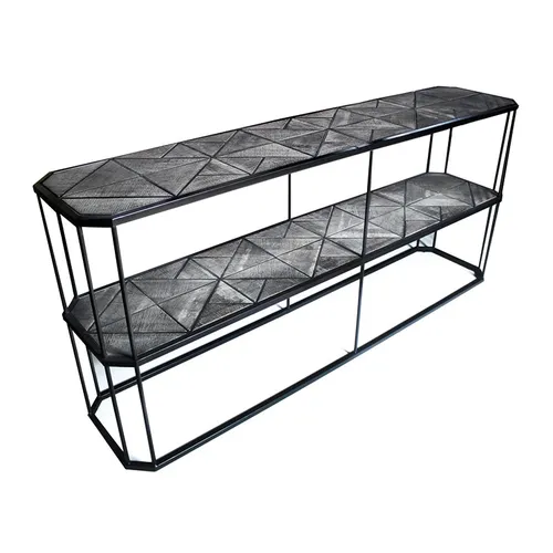 CONSOLA LOMBARDIA FD156-1 ROBLE/METAL 180X40X80H CM en Gris - Aparadores y recibidores, Uruguay | Vinibel
