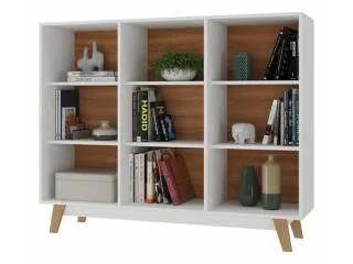 Estanteria Retro 9 estantes Nogal/Blanco en Blanco - Bibliotecas, Uruguay | Quesal, vista 4
