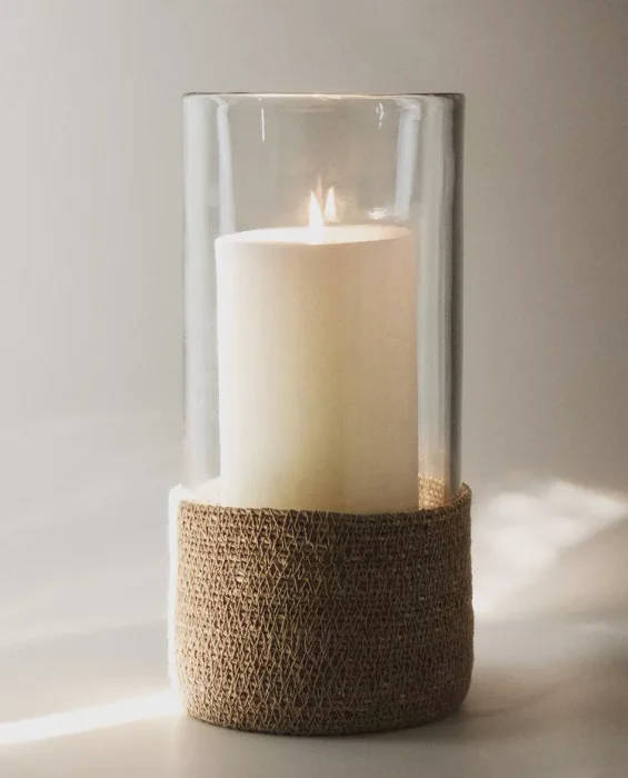 FAROLILLO CRISTAL Y YUTE - Velas y Portavelas, Uruguay | Zara Home