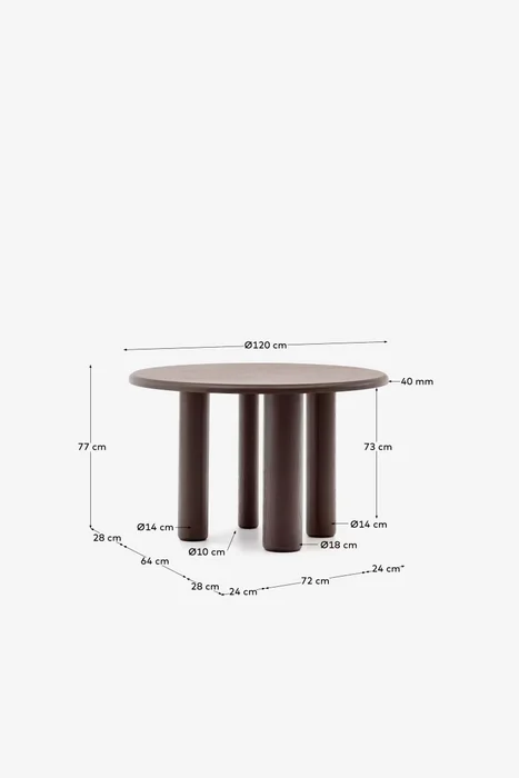 Mesa redonda Mailen - en chapa de fresno con acabado oscuro Ø 120 cm en Madera natural - Mesas de comedor, Uruguay | Kavehome, vista 6