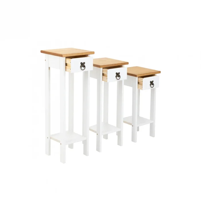 Conjunto Set De Mesas - Línea Monterrey - Blanco en Blanco - Mesas de arrimo, Uruguay | Ecowood