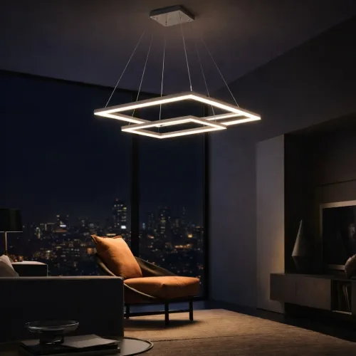 Colgante led dos Marcos 60 + 40cm 70W Dimerizable Plata en Plateado - Lámparas colgantes, Uruguay | Iluminica