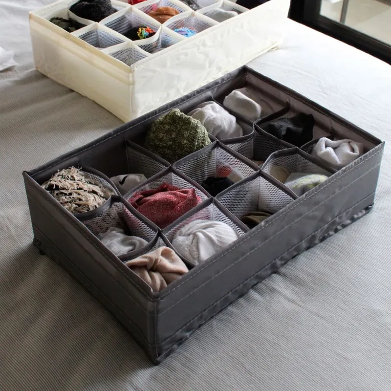 Caja de almacenamiento de tela plegable con divisiones Gris en Gris - Canastos, Uruguay | Buho Store