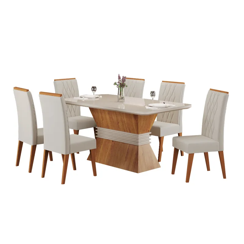 Juego Comedor Mesa 6 Sillas Living Everest en Amarillo - Respaldos de cama, Uruguay | Muebles Express