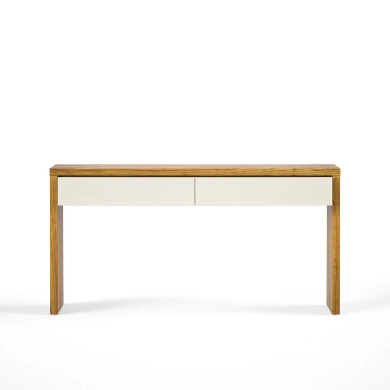Mesa de Arrime Aparador 2 Cajones NORD - Linea Nevada - Off White / Cinamomo - Mesas de arrimo, Uruguay | Ecowood, vista 4