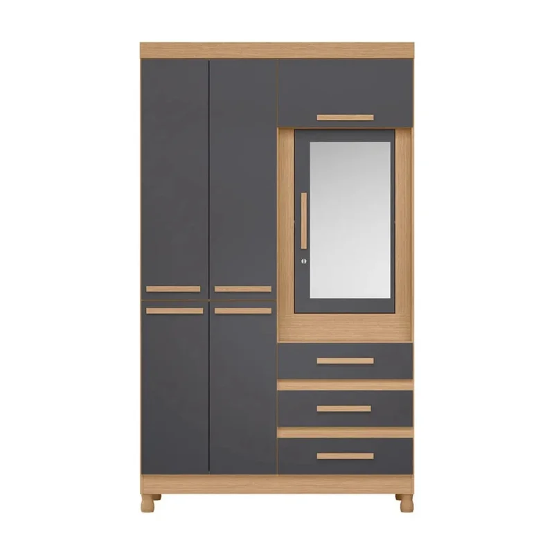 Ropero con Espejo 6 puertas 3 Caj - Línea FIT - Gris Oscuro en Gris - Roperos y placares, Uruguay | Ecowood, vista 3